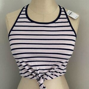 Striped Sleeveless Knot-Front Top
